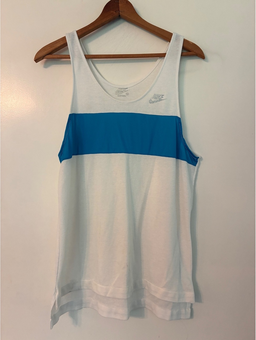 Nike Retro Women’s White Blue Waffle Knit Tank Top Small Athletic